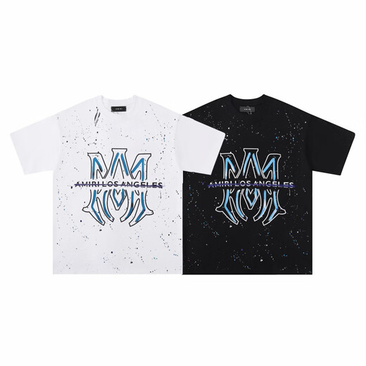 Belleza de caminata transfronteriza al por mayor am paz dove flujo de pintura graffiti letras camiseta estrellada cielo estrellado logo clásico manga corta camiseta iri 691 blanco m
