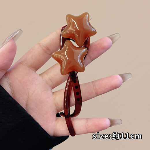 Two Worlds of Love Temperament Star Twist Clip on the Back of the Head Hair Clip for Women 2025 New High-Quality One-word Clip Hair Clip Hair Accessories Brown Star Twist Clip