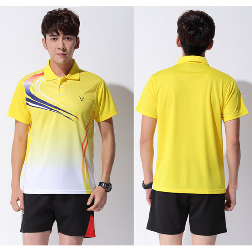 Geslang tennis uniform suit custom badminton uniform quick-drying women tennis table tennis jersey men's summer short-sleeved sportswear printing cream white A3879 royal blue men's suit M