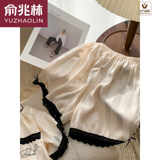 俞兆林（YUZHAOLIN）冰丝睡衣女夏天短袖短裤女士2024年新款夏季性感套装仿真绸家居服 #YX-9214 M [75-98]斤