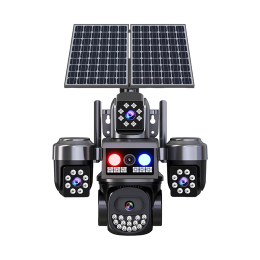 Qishiming 4G5G solar surveillance camera HiSili chip AOV four-lens four-screw without electricity or grid life-long traffic-free 360 panoramic full-color night vision tracking ultra-high-definition outdoor new product 4G5G solar energy [lifetime free traffic] 32 million ultra-high-definition, send permanent 30-day cycle video + 24 hours in rainy days
