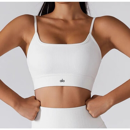 ALO YOGAAO YOGA European and American Yoga Vest Women's Fitness Sports Running Bra Shockproof Gathering Beautiful Back Sling Inner Flagship Shoulder Sling Swan White S