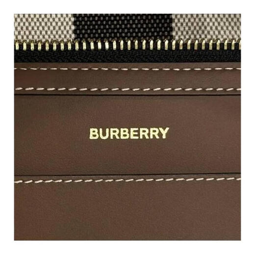 Burberry Peyton Brand Logo Reißverschluss Schließe gegenteilte Leinwand Canvas Clutch Women's Brown Basic Pack (Bag + Staubbeutel)