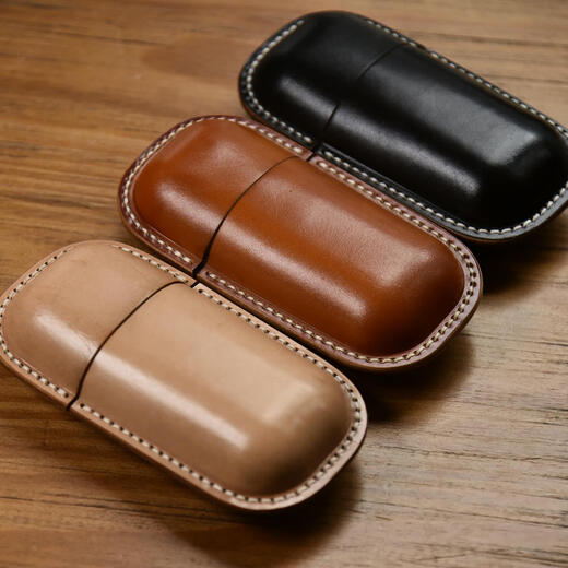 Sanqi Tiger Lederbrillen Kiste Gemüse gebräuntes Kuhpferlner Retro-Kompressionsresistente Männer und Frauen Sonnenbrille Sonnenbrille Aufbewahrungsbox Hartes Lederhand Handgefertigt Blau