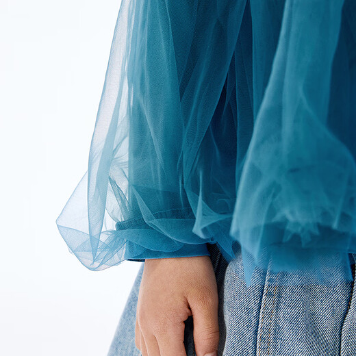 Jnby by JNBY new style Jiangnan Buyi children's long-sleeved shirt A-shaped round neck raglan sleeves loose 25 autumn girls 1P7221010 422/grey blue 100 cm