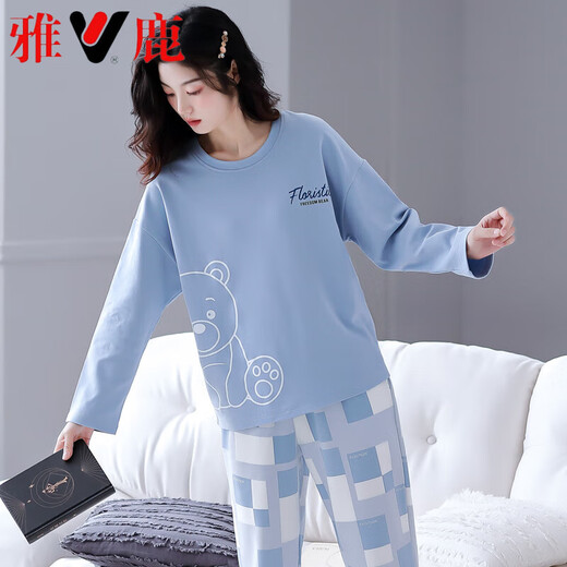 
Yalu pajamas for women in spring winter cotton long-sleeved trousers home clothes 2025 new casual women's suit XB9922-women's model M code 80-100Jin [Jin equals 0.5 kg]