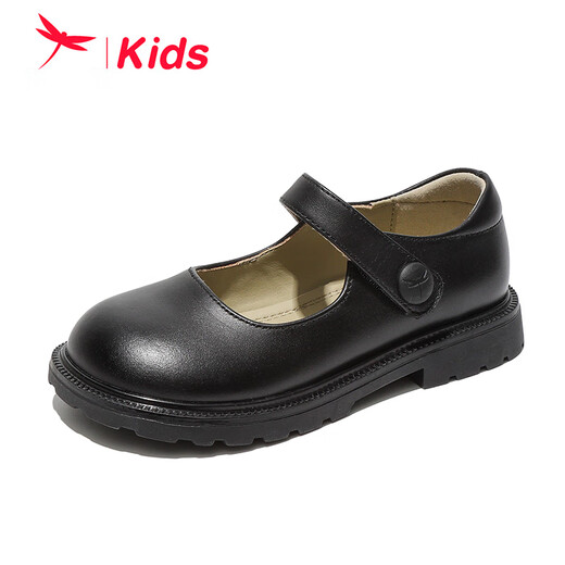 Zapatos para niños con libélula roja, zapatos de princesa para estudiantes de suela suave para niñas de otoño, zapatos de cuero pequeños de estilo universitario para niños Q52BD053 negro 33