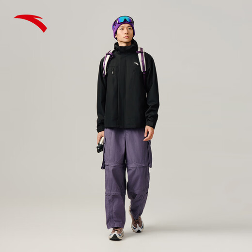 ANTA outdoor polar fleece three-in-one sports jacket men's winter water-repellent woven plus fleece thick jacket top two-piece set