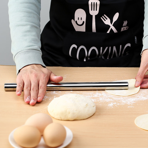Fantasy stainless steel household rolling pin rolling pin pressing stick cake roll centimeter egg roll stick thin egg roll stick hollow length 30 cm diameter 1.6 cm