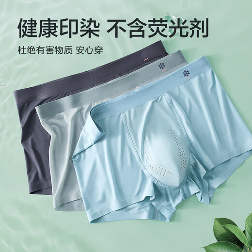 Hengyuanxiang Underwear Men's Hielo Seda para hombres sin trazo 10a Antibacterial Cool Hole Forest Bosque Barra de regalo Cordyceps Care Health