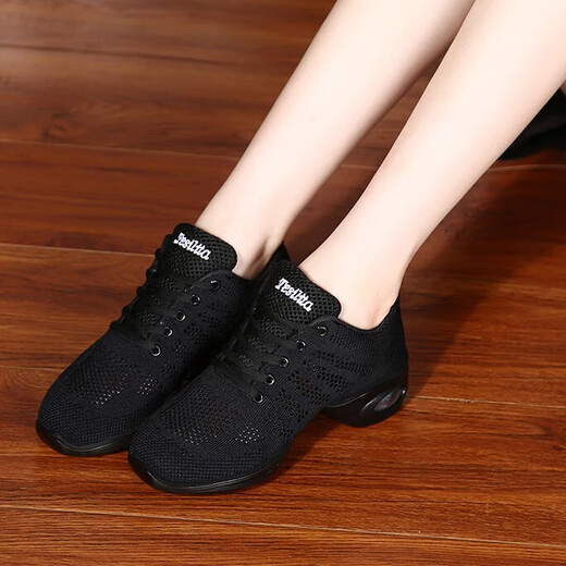 Tesli She [Four Seasons] Feizhi Mesh Dance Shoes Air Cushion Sole Square Dance Shoes Athletic Shoes Black 37