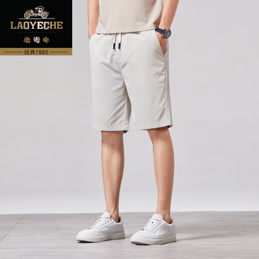 Classic car 100% pure cotton shorts for men 2025 summer thin style outfit sports mid-size pants for men loose casual five-point pants 9885B beige XL [121-140Jin[Jin equals 0.5 kg]]