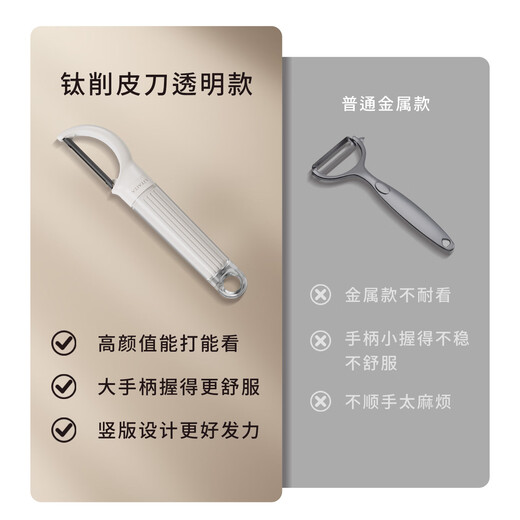利太太25年新款钛削皮刀厨房家用土豆皮水果青瓜刨刮皮刀多功能神器切丝 钛款削皮刀(透明手柄1个装)