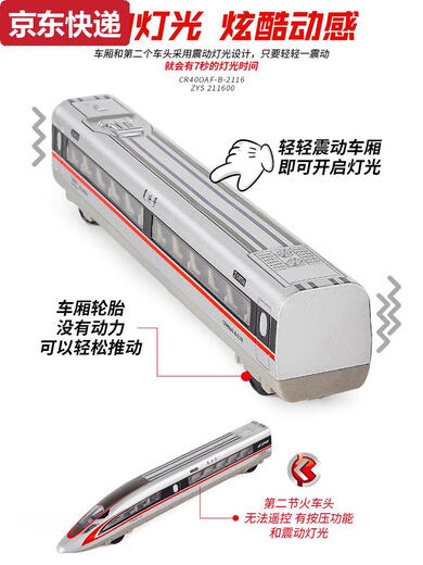 Yunmao High-speed Railway toy train remote control alloy Fuxing EMU model toy simulation Harmony children electric boy pure electric version alloy Fuxing single section white