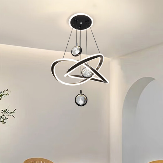 Opp -Beleuchtung; Opple Restaurant Kronleuchter geführtes Wohnzimmer Schlafzimmer Home Lighting Nordic Lamp Dining Kronleuchter Modernes einfaches kreatives Deckenlicht 1396 Black Xiaoai Klassenkamerad intelligent + plus Fernbedienung