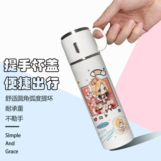 Chengliu Zeit- und Weltraummalerei Reisende Anime um 2D -Stroh -Thermosemien im süßen tragbaren Wasserbecher tragbarer Thermos 500 ml PP3884 Luchen