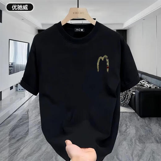 Ximu yaofengjie kleidung 2025 sommer sommer vielseitig neuer kreativ gedruckter hals kurzärmelig t-Shirt Ins Weiß [AB1699 vorne und hinten-M-Outlet] S _ (vorgeschlagener_90-110)