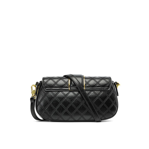 COOGI fashionable diamond pattern high-end versatile commuter bag women's bag PU underarm bag one-shoulder crossbody bag regular women black medium gift box + brown mobile phone bag