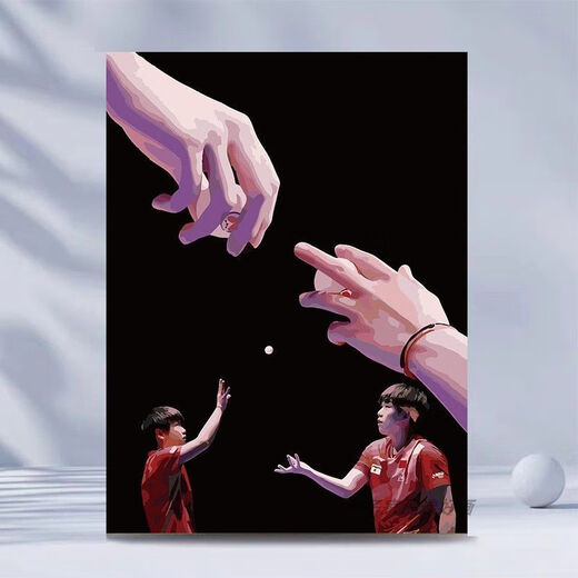 Xiao Jiejiang chose Sun Yingsha to decorate the Olympics Sha head combination DIY digital oil painting table tennis Wang Chuqin hand-filled color V6196 Sun Yingsha Wang Chuqin 30*40 assembled outer frame + pigment brush