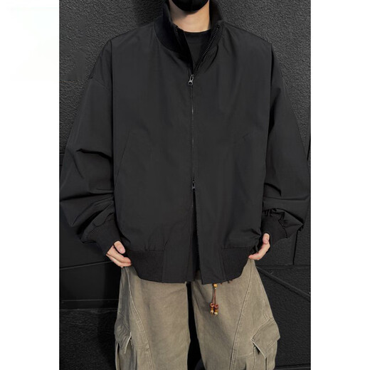 
Fumile American bomber bomber jacket men's spring and autumn loose trendy silhouette high-end street handsome jacket brown XL