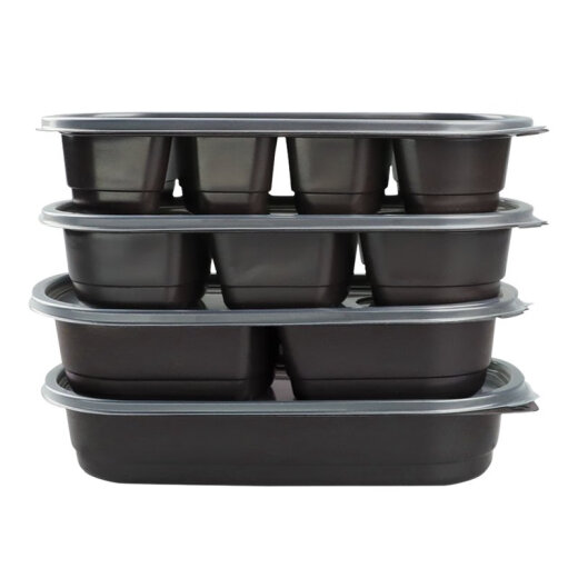 Nueva caja de almuerzo desechable Rectangular Japanese Box Box Caja de comida rápida Caja de comida de sushi Bento Partition SZ1049 Four-Grid con tapa 550ml 500 sets