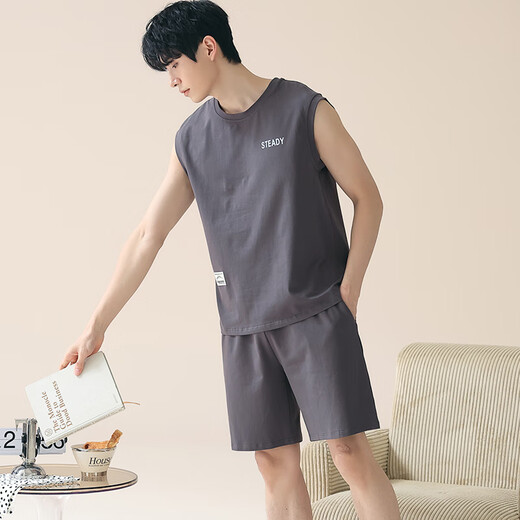 莫代尔背心男士睡衣夏季薄款2025年新款夏天冰丝家居服套装男 13657 L