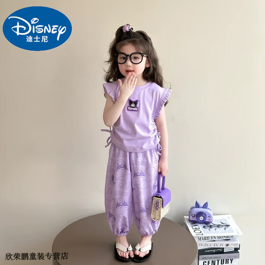 迪士尼宝宝女童夏装套装新款儿童洋气飞袖背心库洛米女宝夏季休闲韩版两件套 紫色  120 建议110-120cm3-4岁 库洛米