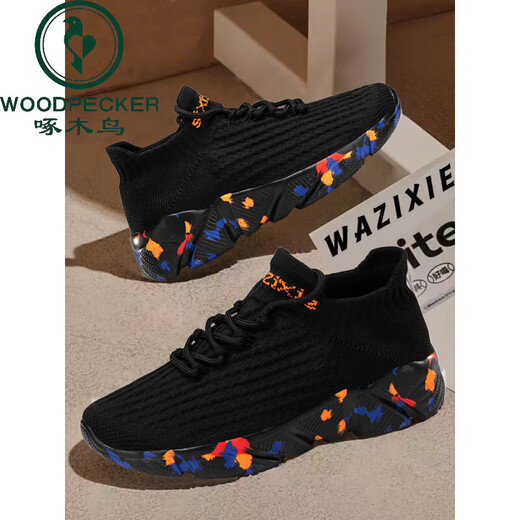 Zapatos para hombres de Woodpecker para otoño transpirable 2025 zapatos nuevos calcetines de calcetines modernos zapatos casuales calcetines pareja liviana para zapatos deportivos camuflage 7022 más terciopelo 35
