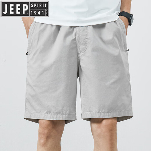 JEEP SPIRIT短裤男款夏季薄.款纯.棉中裤大码宽松休闲深蓝潮流5分外穿五分 9224浅灰 4XL 【190-210斤】