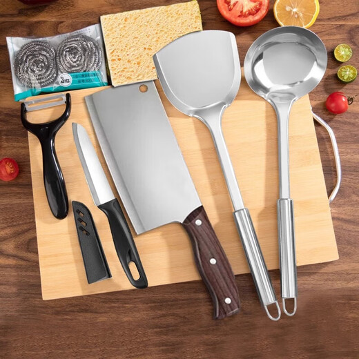 Ensemble complet de couteaux de cuisine et planches à découper de cuisine, planche à découper de dortoir combinée 2 en 1, ensemble de coupe-légumes et de viande, acier inoxydable 10 pièces - ensemble complet d'ustensiles de cuisine avec planche à couteaux de 10 pièces