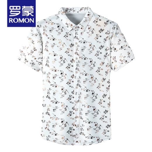 罗蒙（ROMON）25夏季新款男装短袖衬衫薄款衬衣时尚潮流休闲爸爸装上衣 9898金色 2XL 180