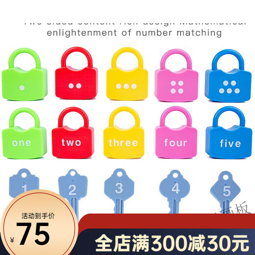 大手牵小手儿童开锁玩具蒙氏早教婴儿数字字母配对宝宝钥匙锁幼儿园教具 数字开锁教具10件套