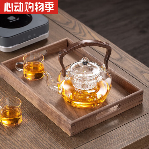 Jubilación (Zisiz) Alemania Tetera importada NUEVA 2024 Glass Tapot Tea Té Tapot Agua hirviendo estufa eléctrica STOVE HY3 Color de grano de madera + Bandeja + A65 Tetera 9904