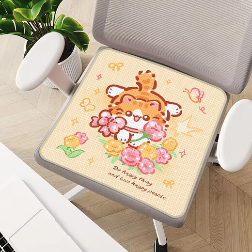 焱蜀2025夏天透气防闷椅子坐垫办公室宿舍久坐冰丝椅垫子凉垫通用 U3892N-竹子熊猫聚会N 45*45厘米【透气网面】