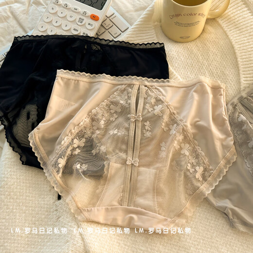 Demon Fox Women's Underwear Sexy Lace 4 Pack Pure Sexy Lace Underwear Femme Sexless Strip Mulberry Silk Bottom Gotch Girls 2 Y3899-GRAY + Tone Peau + vert + rose clair L Convient pour 80-120Jin [Jin est égal à 0,5 kg]