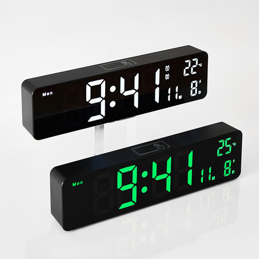 Corloge électronique suspension à grand écran LED Horloge numérique électronique Grand écran suspendu murmure lumineux ALARME AVEC CALENDRIÈRE DE TEMPÉRATION 6625 BLANC Shell White Bleu Charging Modèle