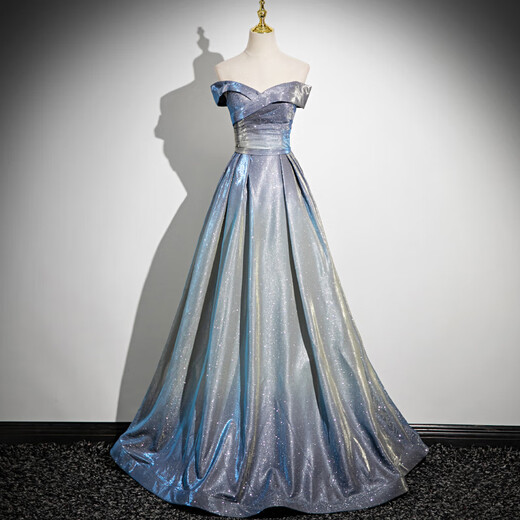 Wutuo light wedding dress starry sky gradient evening girl new host dignified atmosphere adult ceremony annual meeting light luxury niche voice WLN24063 gradient starry sky color 2XL