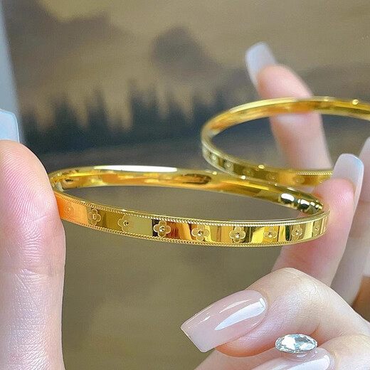 CAOX gold-plated women's bracelet new 18k gold classic four-leaf clover bracelet solid temperament bracelet 999 for girlfriend 6mm58