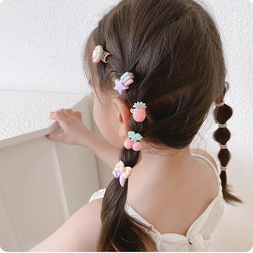 
Children's rubber band cute girl baby chirping her hair without hurting her hair elasticity good headband rubber band thumb hair ring [40 pieces random style]