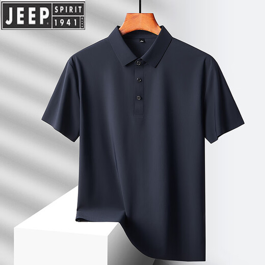 Jeep Spirit Jeep 2025 Ice Seide Markess Polo -Hemd Herren Sommer dünn. Atmungsaktives Geschäft und ungezwungenes Kurzarm T -Shirt 6629 Black M -110Jin [Jin ist gleich 0,5 kg]