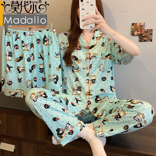 莫代尔冰丝睡衣女ins风凯蒂猫hellokitty春夏季可爱甜美三件套家居服女 14101# M 【建议80-100斤】