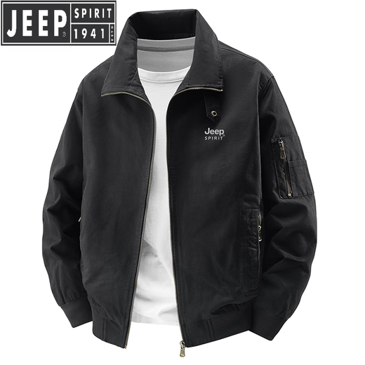 Jeep Spirit Jeep Jeep Pure Cotton Jacket Working Spring y Autumn 2025 Nuevo chaqueta casual de hombres de bolsillo múltiple tendencia de verde militar XL recomendado 135-150Jin [Jin equivale a 0.5 kg]