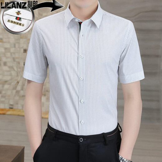 Camisa de manga corta de Lilang para hombres en verano Nuevo negocio de lujo de lujo casual sin hierro fino