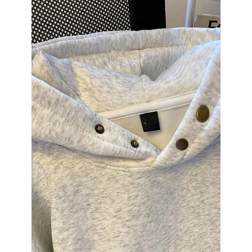 Katuchi cleanfit heavy button hooded sweatshirt for men in spring and autumn trendy American high street jacket loose stiff hoodie white gray XL is too small, it is recommended to take a larger size