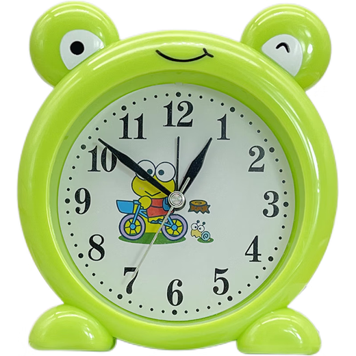 Creative cartoon little frog boy alarm clock cute child female student with internet celebrity desktop green watch ornament emerald green