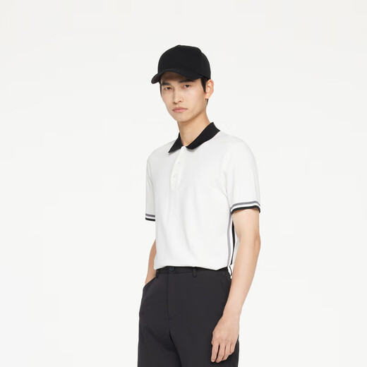
Jinba Men's Clothing (K-Boxing) Business Casual Color Block Knitted Short Sleeve Polo Shirt Men's BTTR1392 White L
