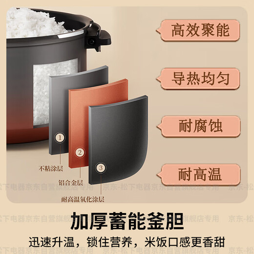 松下（Panasonic）【国家补贴】智能预约电压力锅  黑色5升大容量家用2-8人 多功能无水料理压力煲  SR-S50K8