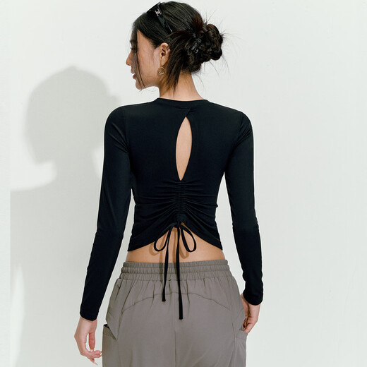 LULULMCCTN women's new tight-fitting slimming Pilates professional training sports long-sleeved top with chest pad yoga wear dark brown M