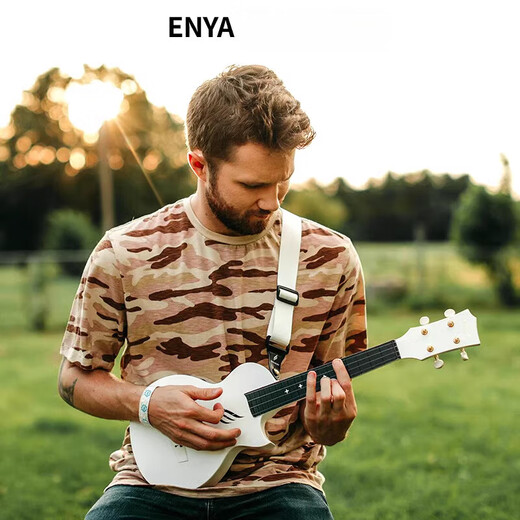 Enya Novau Carbonfaser Ukulele 23-Zoll-Anfänger für Mädchen mit kleinen Gitarrenkindern 23-Zoll-Yashi White + Luxus-Accessoires-Tasche + 3 Monate