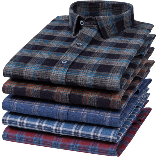 Spring New Pure Cotton Plaid Hemd Herren-Langarmgeschwindigkeits-Casos-Casom-Mitte-Alter-Pullover-Top-Baumwoll-Hemd 18-686 XL 41